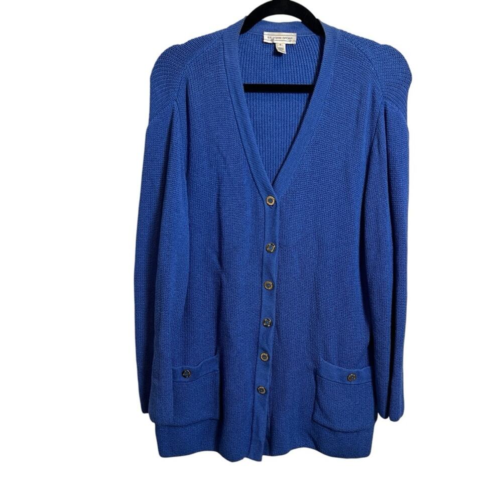 St John Sport Knit Cardigan Jacket Blazer Small FLAWED